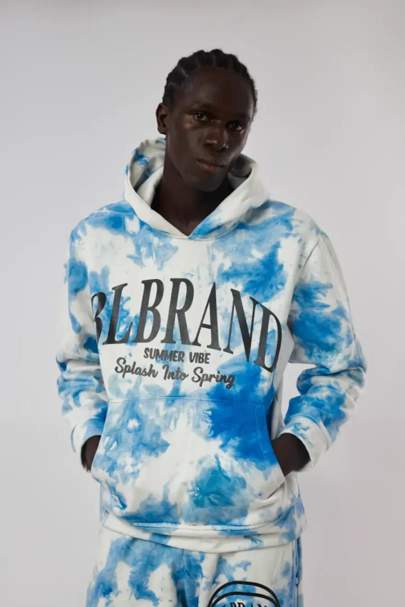 BL BRAND - Tie-dye white-blue hoody