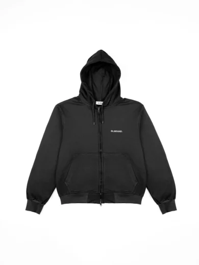 Black Mono zip Hoodie