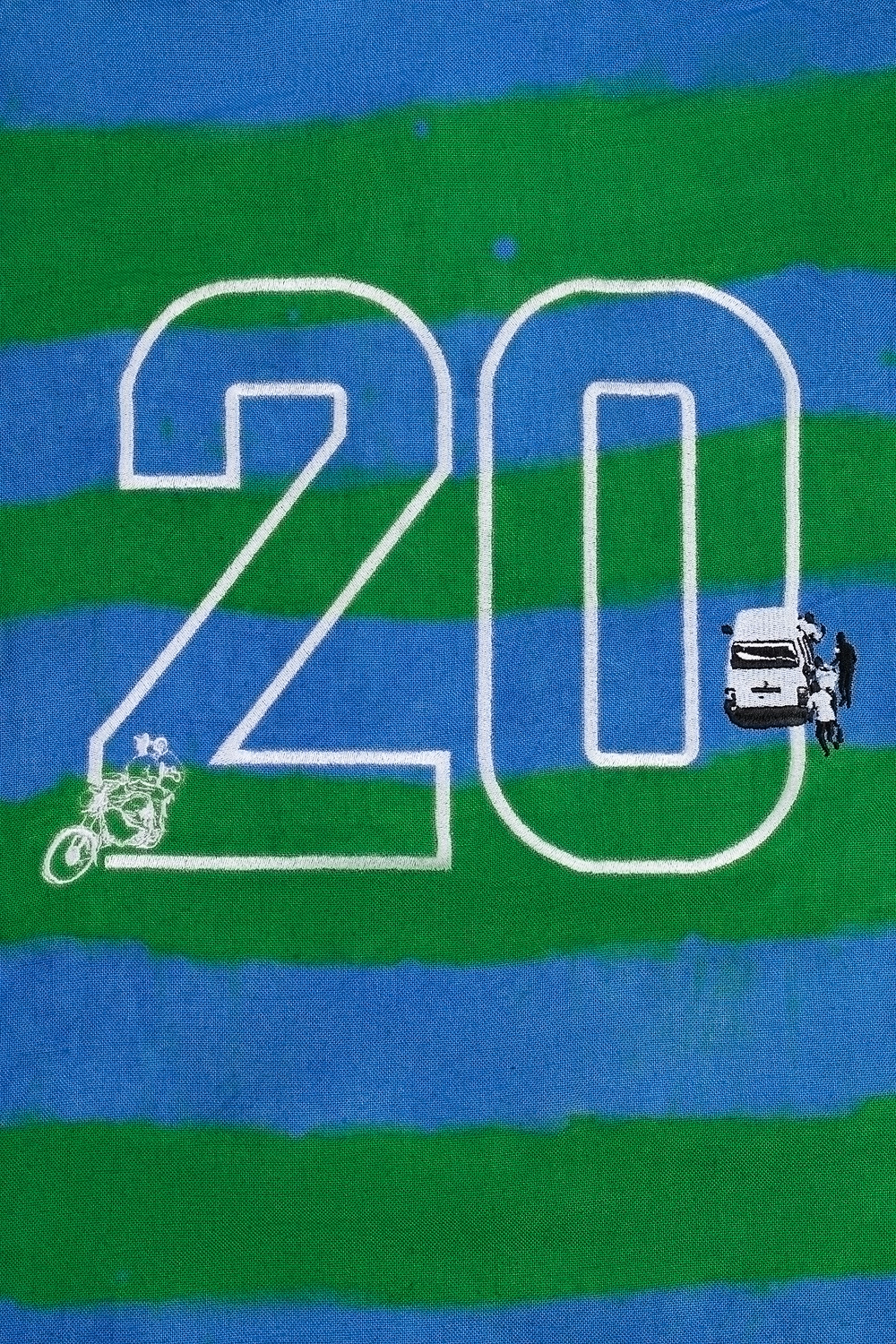 Royal Crest Linen Polo - Blue & Green 5 Royal Crest Linen Polo - Blue&Green - Front View 1