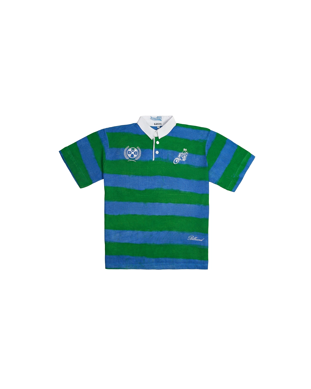 Royal Crest Linen Polo - Blue&Green - Front View 1